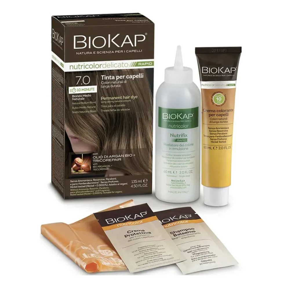 Bios Line Biokap Nutricolor Delicato Rapid Tinta 7.0 Biondo Medio Naturale