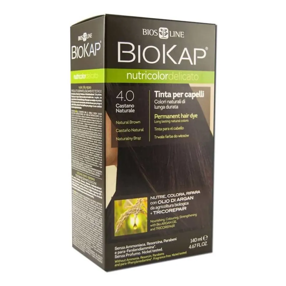 Bios Line Biokap Nutricolor - Tinta Delicato Nuance 4.0 Castano Naturale, 140ml