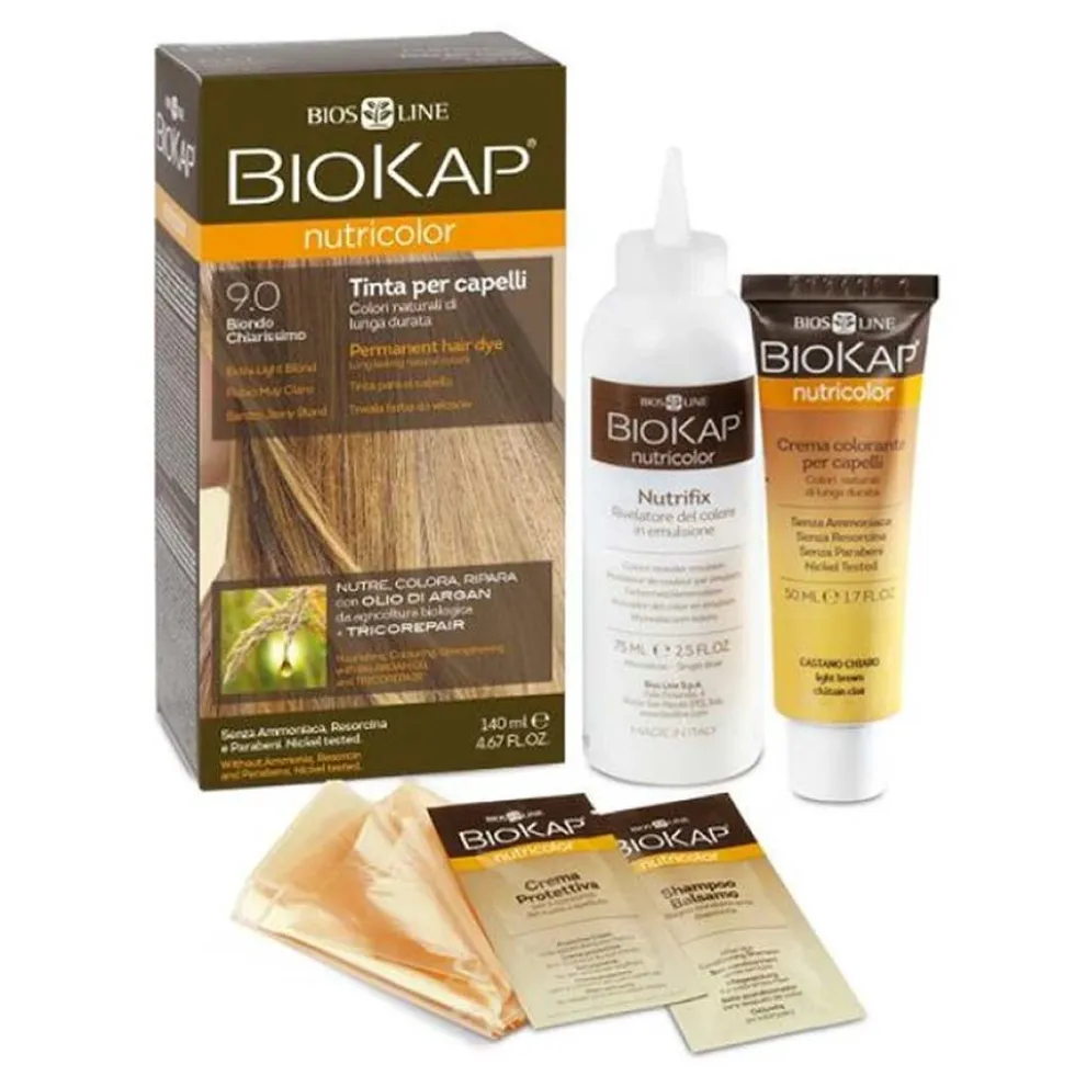 Bios Line Biokap Nutricolor - Tinta Per Capelli 9.0 Biondo Chiarissimo, 140ml