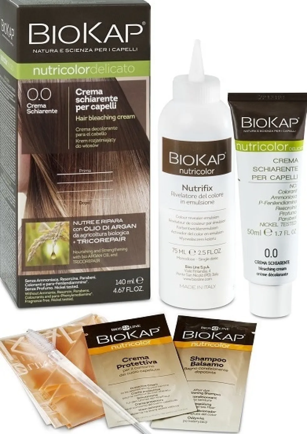 Bios Line BioKap Nutricolor - Tinta Delicato Colore 0,0 Crema Schiarente, 140ml