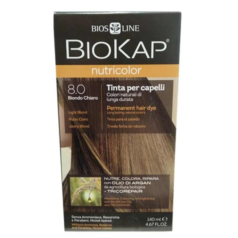 Bios Line Biokap Nutricolor - Tinta Per Capelli 8.0 Biondo Chiaro, 140ml