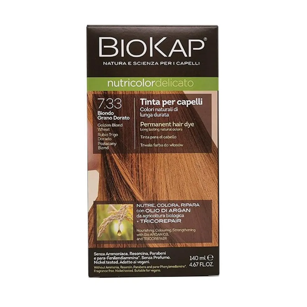 Bios Line Biokap Nutricolor - Tinta Delicato 7.33 Biondo Grano Dorato, 140ml