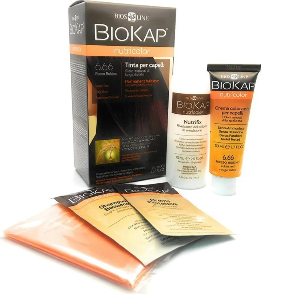 Bios Line Biokap Nutricolor - Tinta Per Capelli Colore 6.66 Rosso Rubino, 140ml