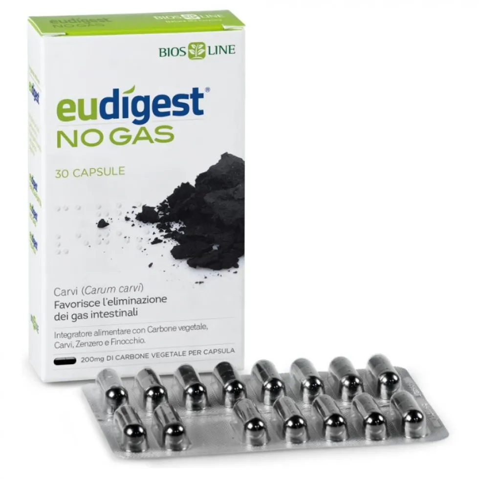 Bios Line Eudigest No-Gas - Integratore eliminazione gas intestinale, 30 capsule