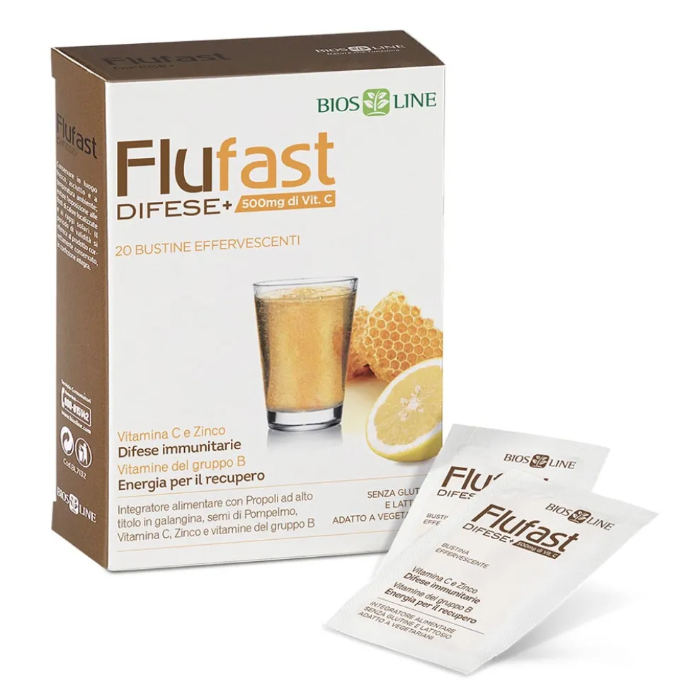 Bios Line Flufast - Difese+ Integratore Alimentare, 20 bustine effervescenti