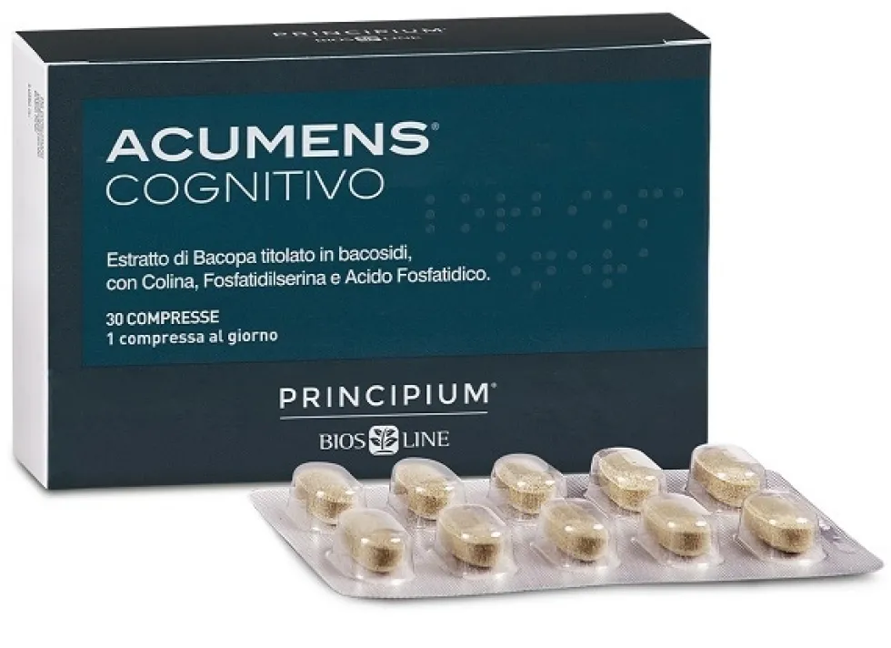Bios Line Principium Acumens Bacopa - Integratore per la memoria e la concentrazione, 30 compresse