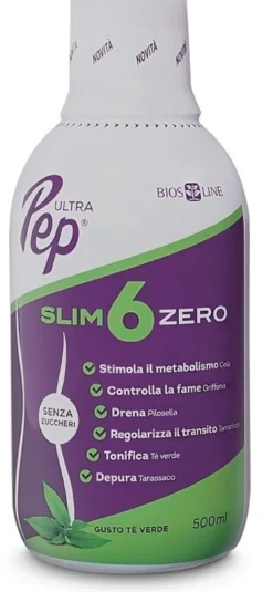 Bios Line Ultra Pep Slim 6 Zero tè verde - Integratore alimentare per il controllo del peso, 500 ml