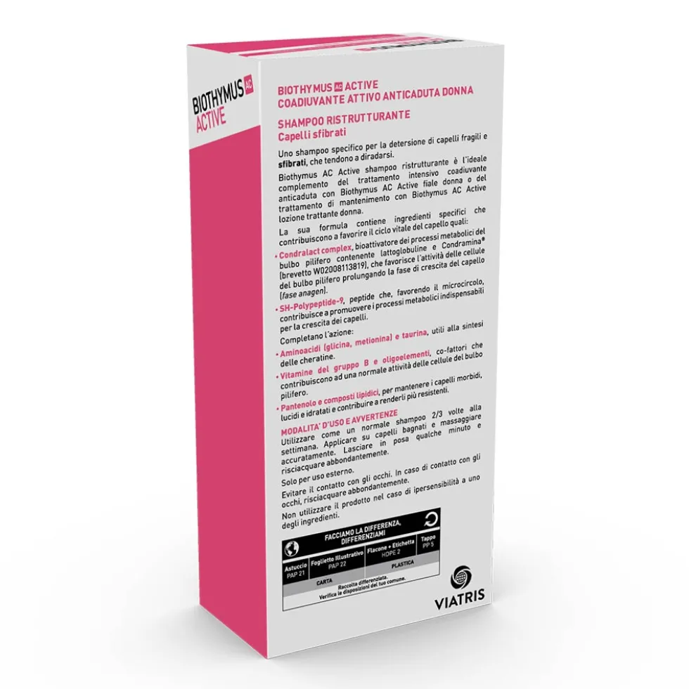 Biothymus AC Active - Shampoo Ristrutturante Anticaduta Capelli Donna, 200ml
