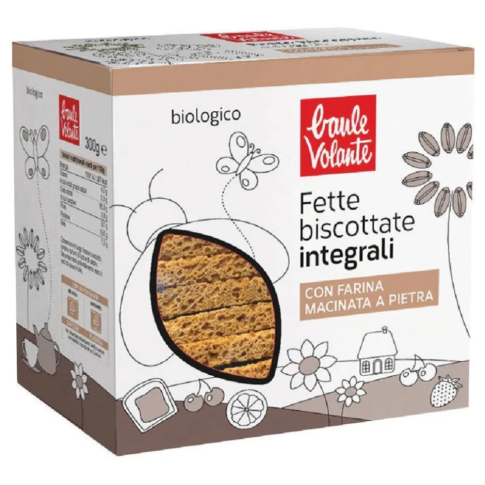 BiotoBio Fette biscottate integrali - Prodotto da forno biologico senza zucchero e uova, 300 g