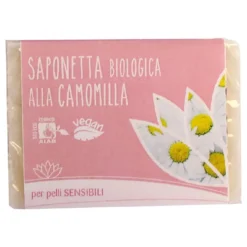 BiotoBio Saponetta alla camomilla bio - Detergente solido lenitivo ed emolliente, 100 g