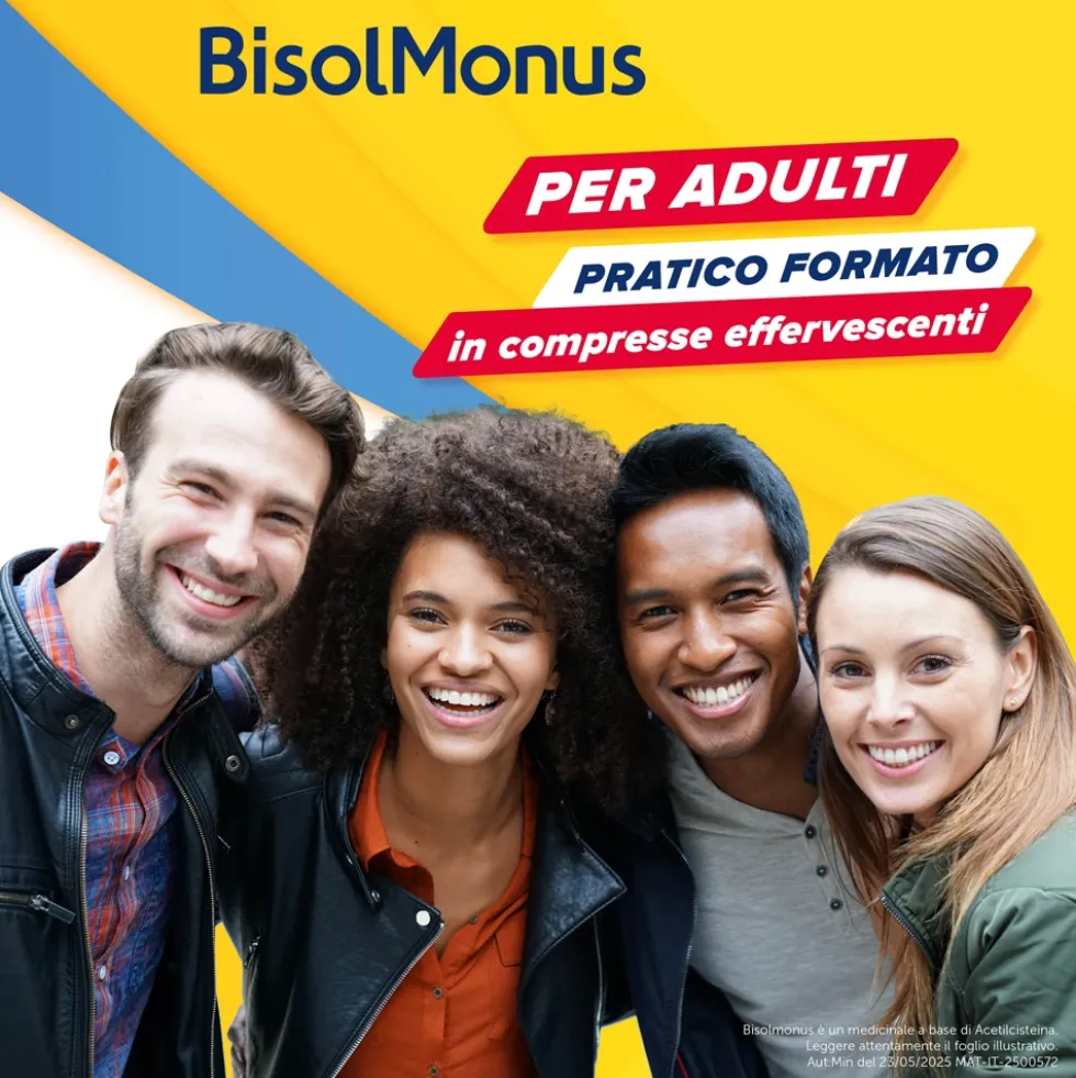 Bisolmonus Mucolitico contro Catarro e Tosse Grassa, 10 Compresse Effervescenti