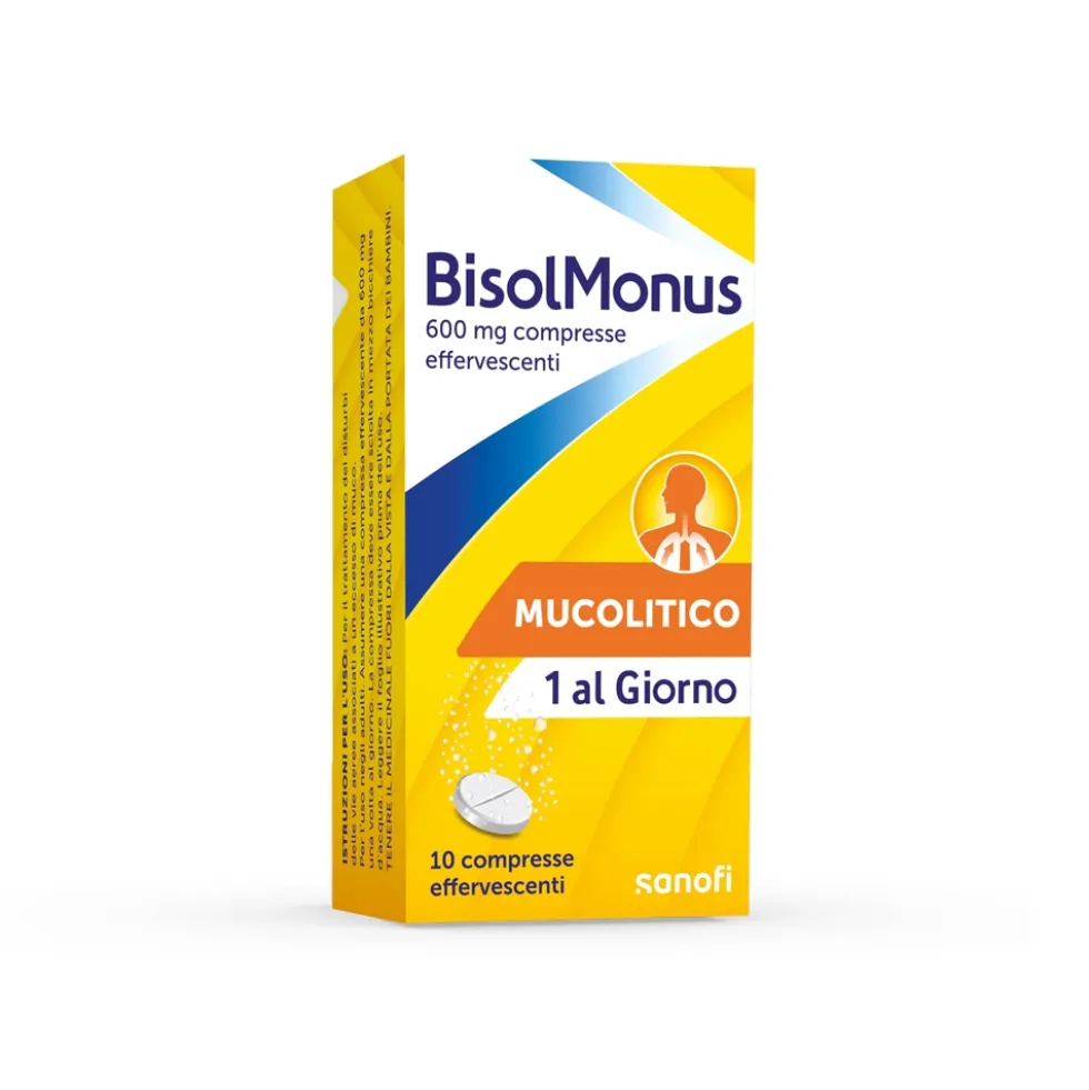 Bisolmonus Mucolitico contro Catarro e Tosse Grassa, 10 Compresse Effervescenti
