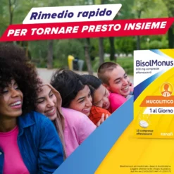 Bisolmonus Mucolitico contro Catarro e Tosse Grassa, 10 Compresse Effervescenti