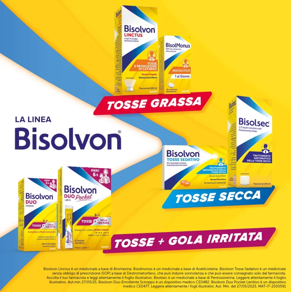 Bisolvon Duo Emolliente Sciroppo Contro Tosse e Gola Irritata Adulti e Bambini 2+, 100ml