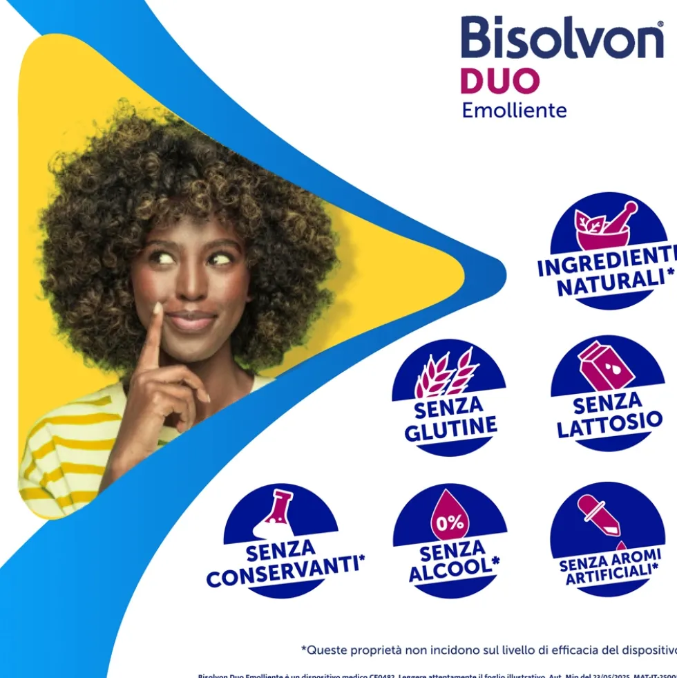 Bisolvon Duo Emolliente Sciroppo Contro Tosse e Gola Irritata Adulti e Bambini 2+, 100ml
