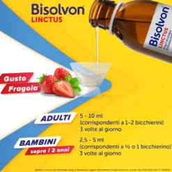 Bisolvon Linctus Sciroppo Mucolitico per Catarro e Tosse Grassa Gusto Fragola, 200ml