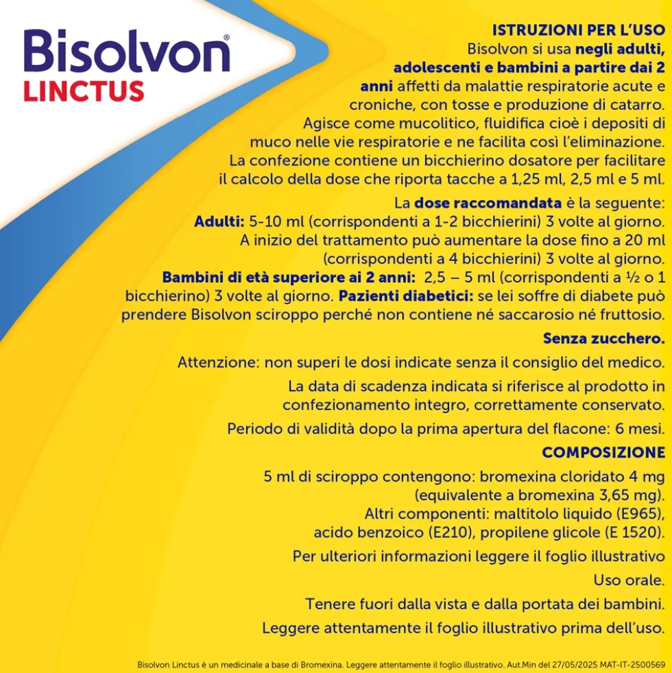 Bisolvon Linctus Sciroppo Mucolitico per Catarro e Tosse Grassa Gusto Fragola, 200ml