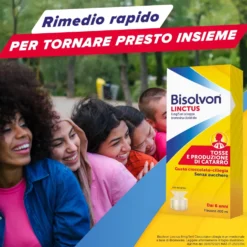 Bisolvon Linctus Sciroppo Mucolitico per Catarro e Tosse Grassa Gusto Cioccolato e Ciliegia (8mg/5ml), 200ml