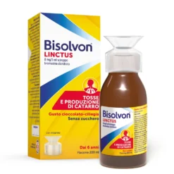 Bisolvon Linctus Sciroppo Mucolitico per Catarro e Tosse Grassa Gusto Cioccolato e Ciliegia (8mg/5ml), 200ml