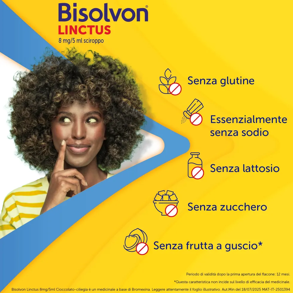 Bisolvon Linctus Sciroppo Mucolitico per Catarro e Tosse Grassa Gusto Cioccolato e Ciliegia (8mg/5ml), 200ml