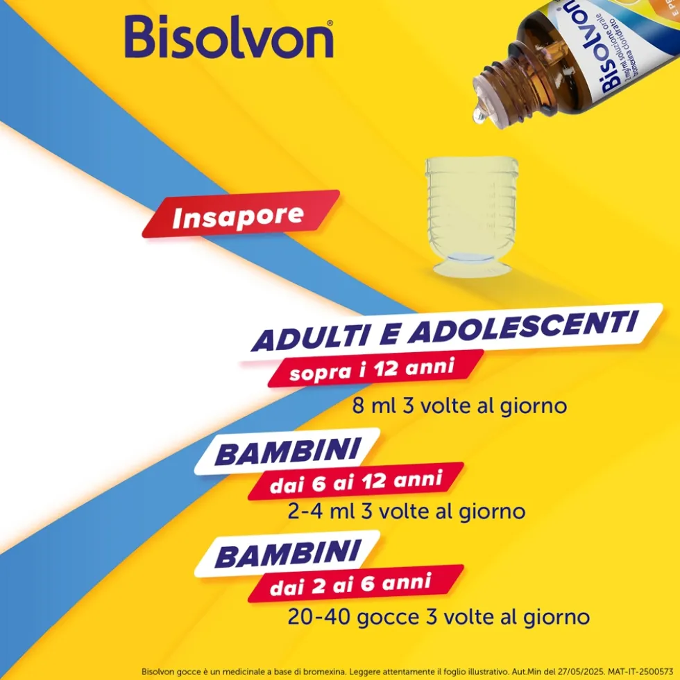 Bisolvon Soluzione Orale Gocce Mucolitico Contro Catarro e Tosse Grassa, 40ml