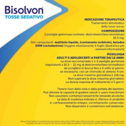 Bisolvon Tosse Sedativo per Tosse Secca Notturna, 20 Pastiglie Gommose