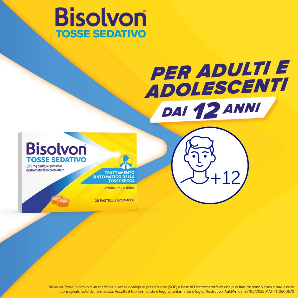 Bisolvon Tosse Sedativo per Tosse Secca Notturna, 20 Pastiglie Gommose