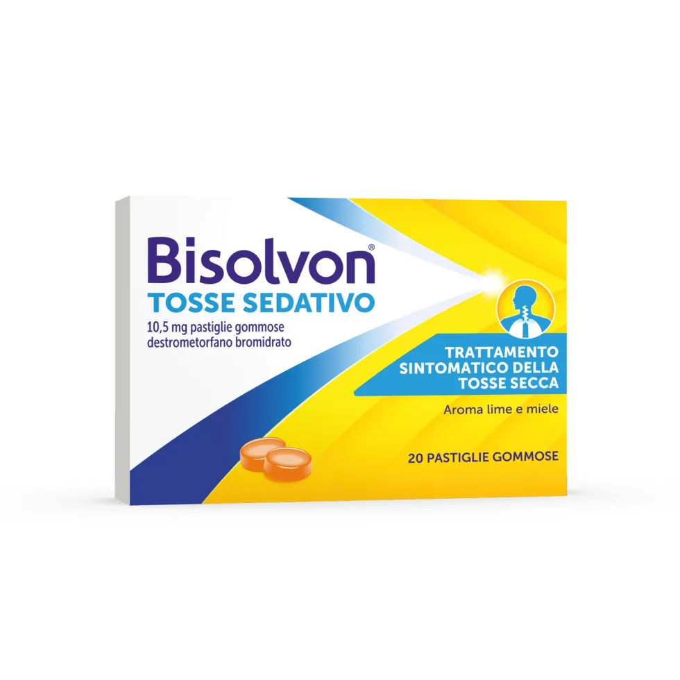 Bisolvon Tosse Sedativo per Tosse Secca Notturna, 20 Pastiglie Gommose