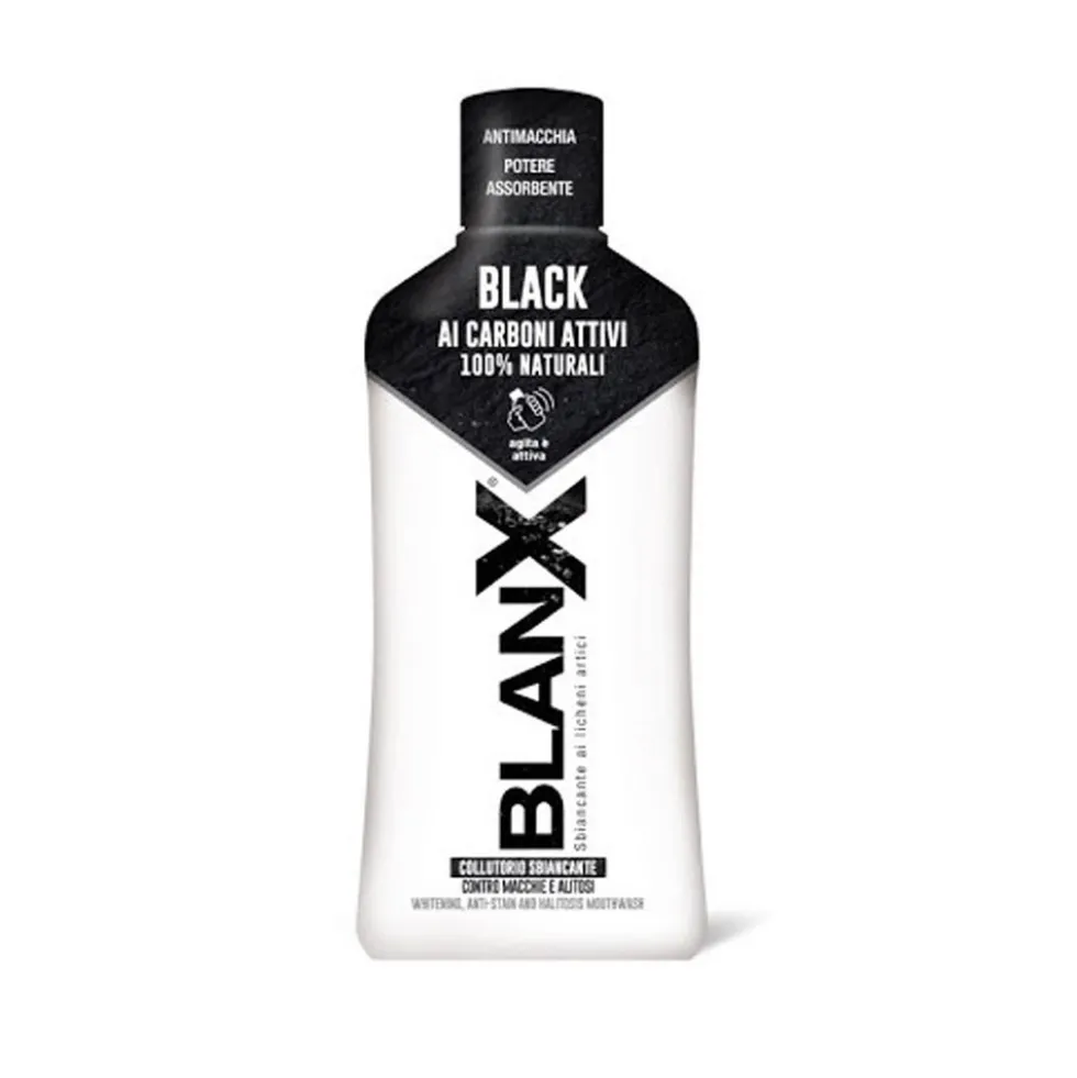 BlanX Black Collutorio Sbiancante ai Carboni Attivi per Macchie e Alitosi, 500ml