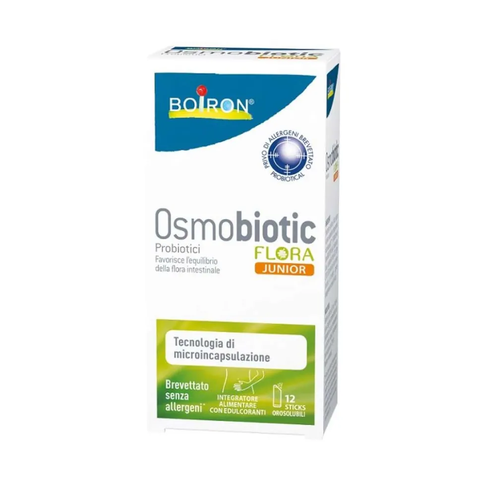 Boiron Osmobiotic Flora Junior Integratore di Probiotici per Bambini, 12 Stick