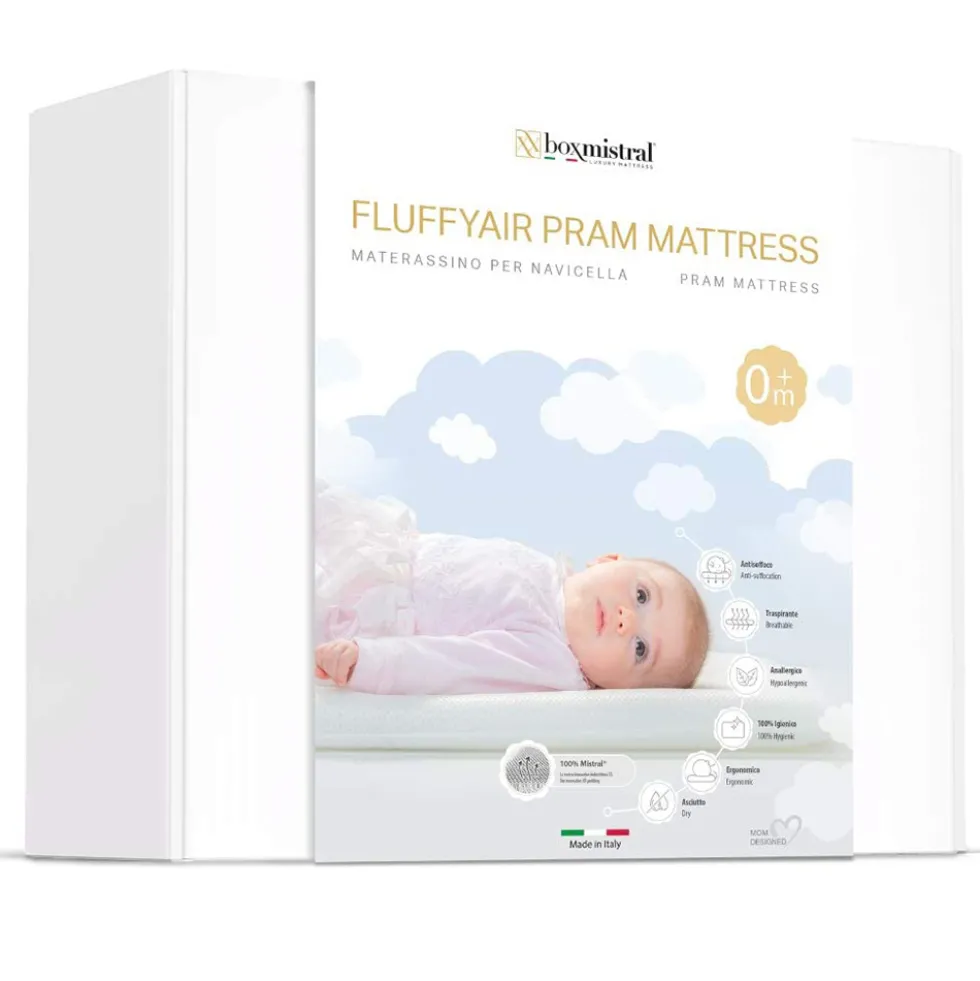 Box Mistral FluffyAir - Materassino per navicella antisoffoco e traspirante, 72 x 37 x 3,5 cm