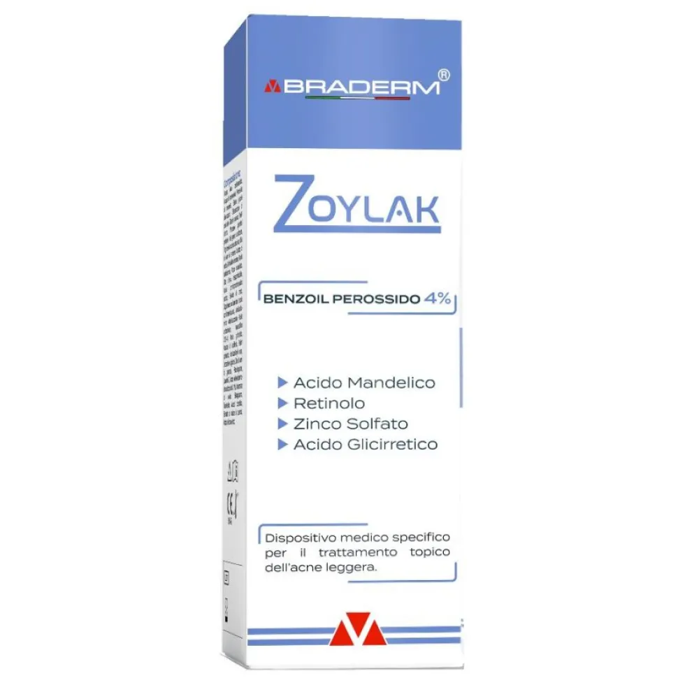 Braderm Zoylak Crema - Trattamento antiacne e seboregolatore per l'acne leggera, 30 ml