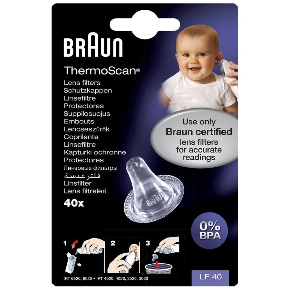 Braun ThermoScan coprilente monouso per termometro - Coprilente ThermoScan Uragme, 40 pezzi