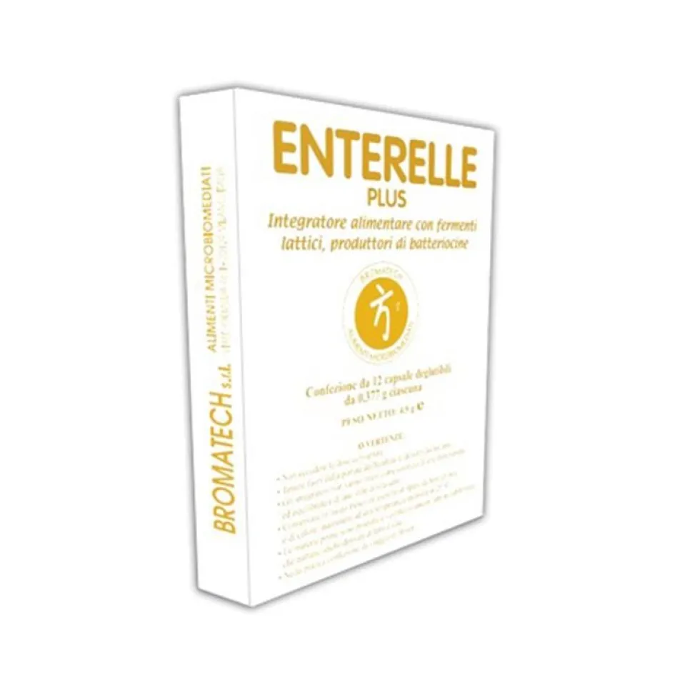Bromatech Enterelle Plus - Integratore di fermenti lattici per la flora intestinale, 12 capsule