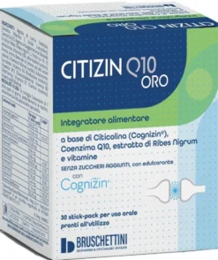 Bruschettini Citizin Q10 Oro - Integratore antiossidante per la funzione visiva, 30 stick-pack