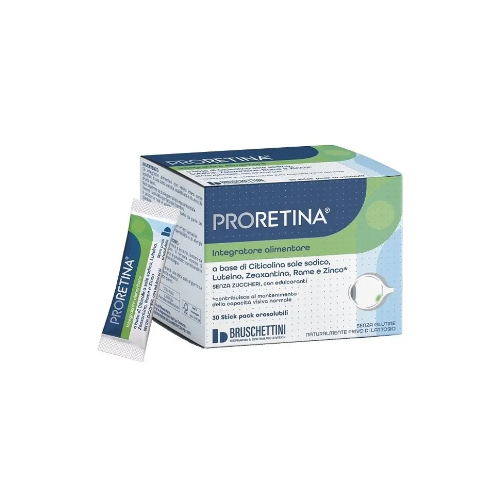 Bruschettini Proretina - Integratore alimentare per la funzione visiva e retinica, 30 bustine