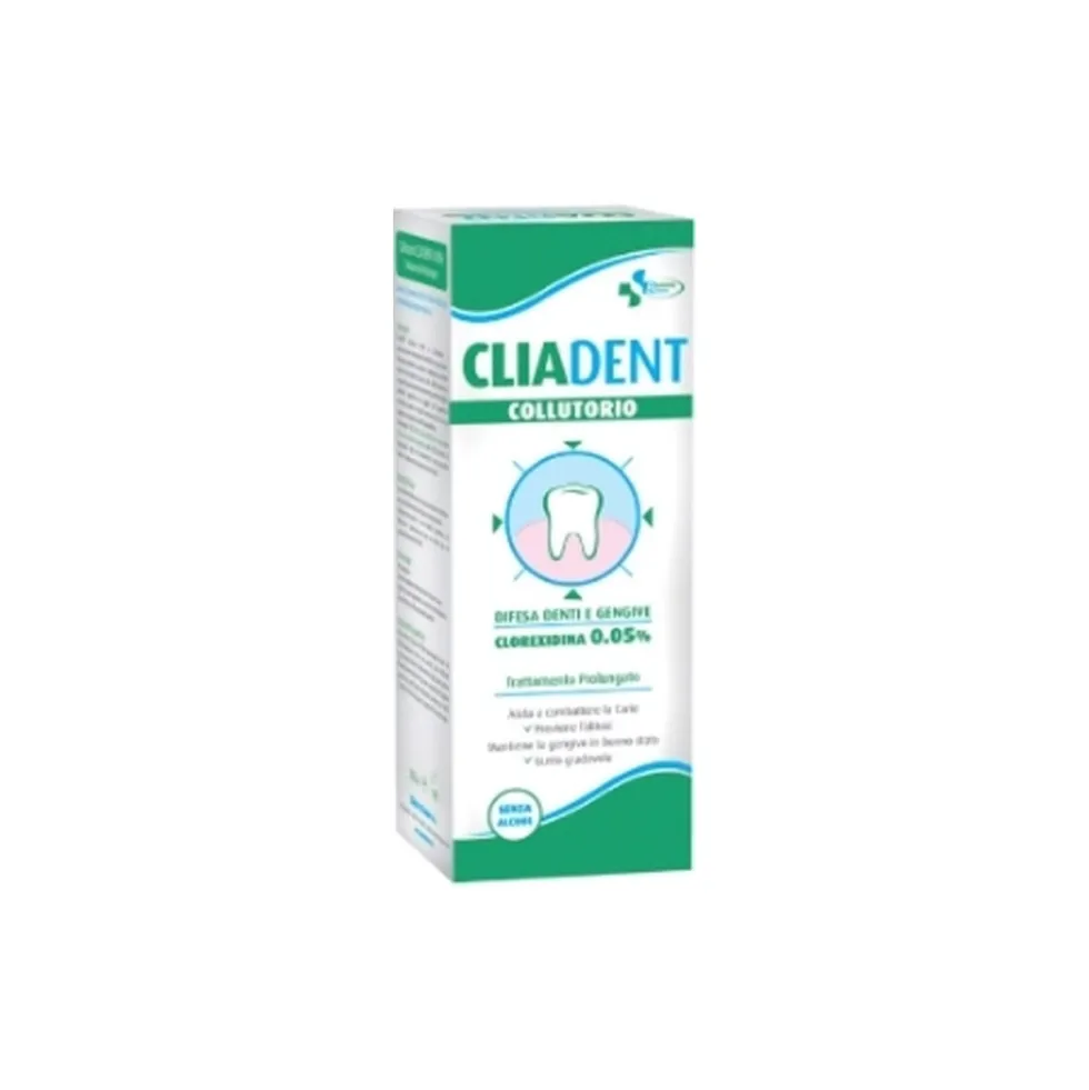Budetta Farma CliaDent 0,05% - Collutorio antiplacca per la difesa di denti e gengive, 200 ml