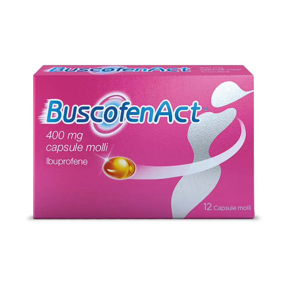 BuscofenAct 400 mg - Analgesico per dolori mestruali e mal di testa, 12 capsule molli