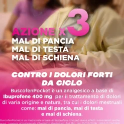 BuscofenPocket 10 Bustine Ibuprofene Contro Dolori Forti da Ciclo, 10 Bustine