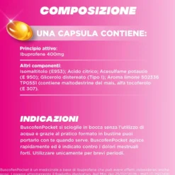 BuscofenPocket 10 Bustine Ibuprofene Contro Dolori Forti da Ciclo, 10 Bustine