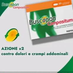 Buscopan Compositum Doppia Azione contro Dolori Forti e Crampi Addominali, 20 Compresse Rivestite