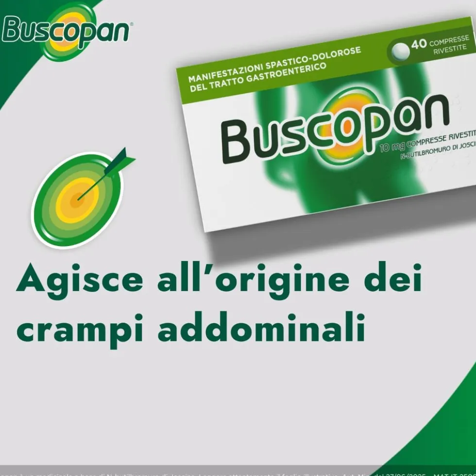 Buscopan contro Mal di Pancia Dolori e Crampi Addominali, 40 Compresse Rivestite