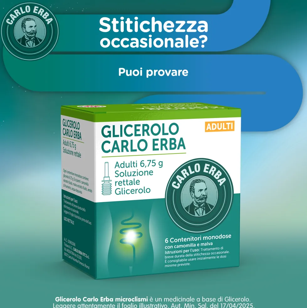 Carlo Erba Glicerolo Carlo Erba Adulti 6,75g Soluzione Rettale, 6 Clismi