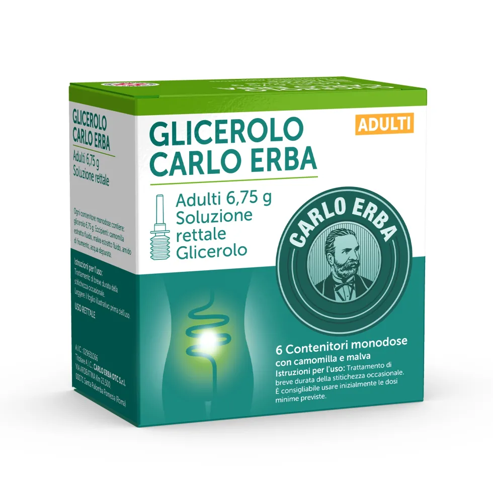 Carlo Erba Glicerolo Carlo Erba Adulti 6,75g Soluzione Rettale, 6 Clismi