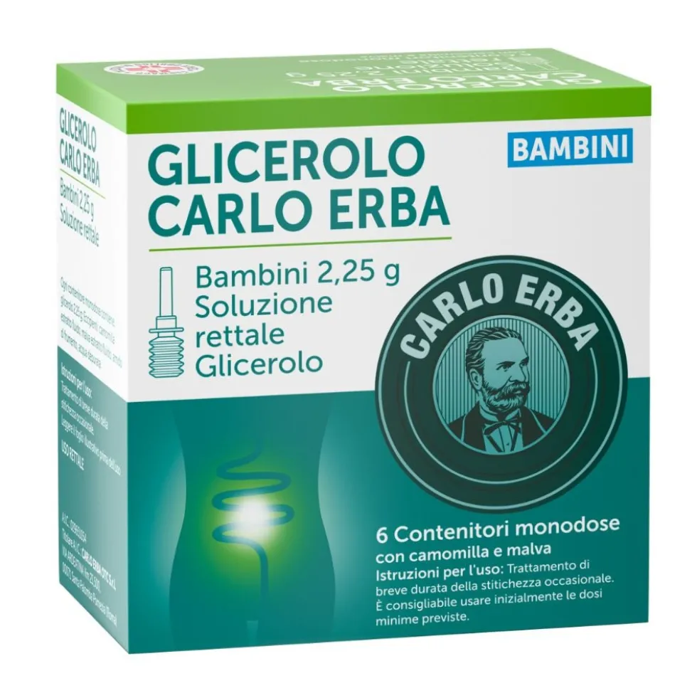 Carlo Erba Glicerolo Microclismi Stitichezza Bambini Camomilla Malva, 6 Microclismi