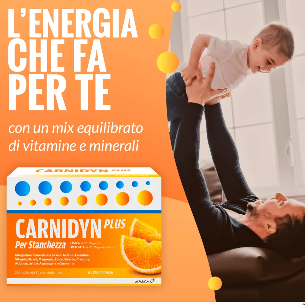 Carnidyn Plus Integratore per Stanchezza Fisica e Mentale, 20 Bustine