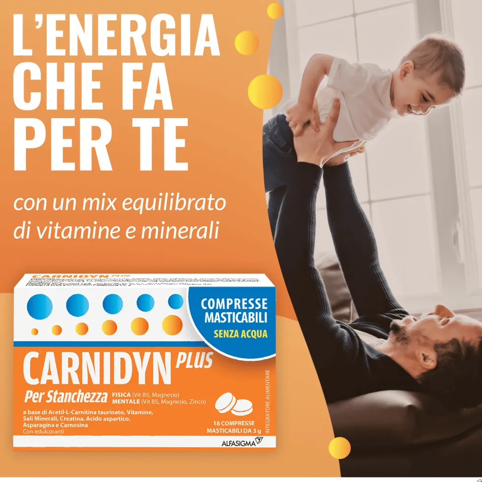 Carnidyn Plus Integratore Stanchezza Fisica e Mentale, 18 Compresse