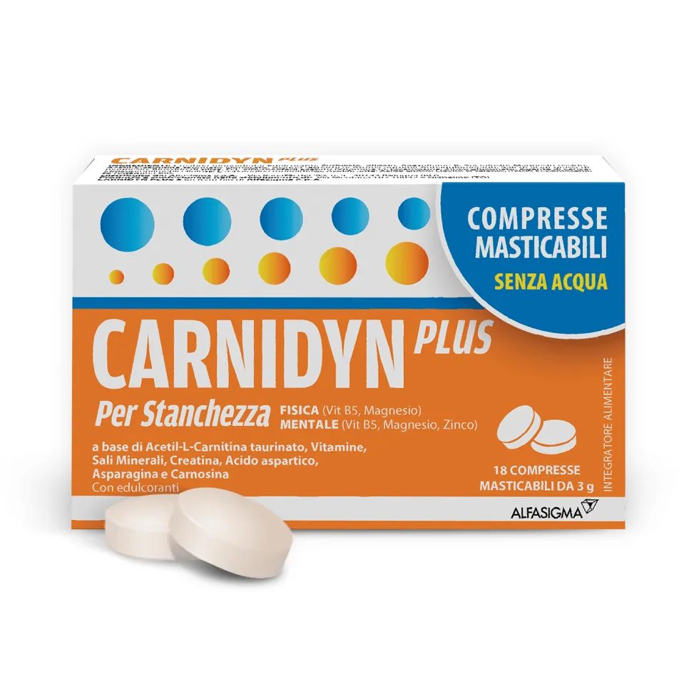 Carnidyn Plus Integratore Stanchezza Fisica e Mentale, 18 Compresse
