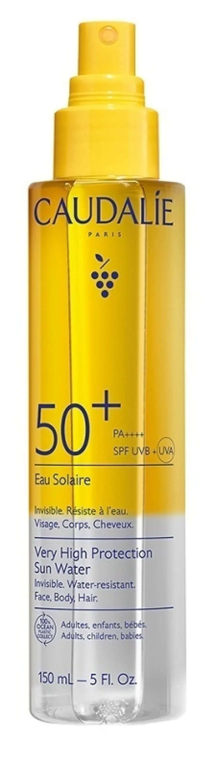 Caudalie Vinosun Acqua solare spray protettiva SPF 50+ per viso corpo e capelli, 150 ml