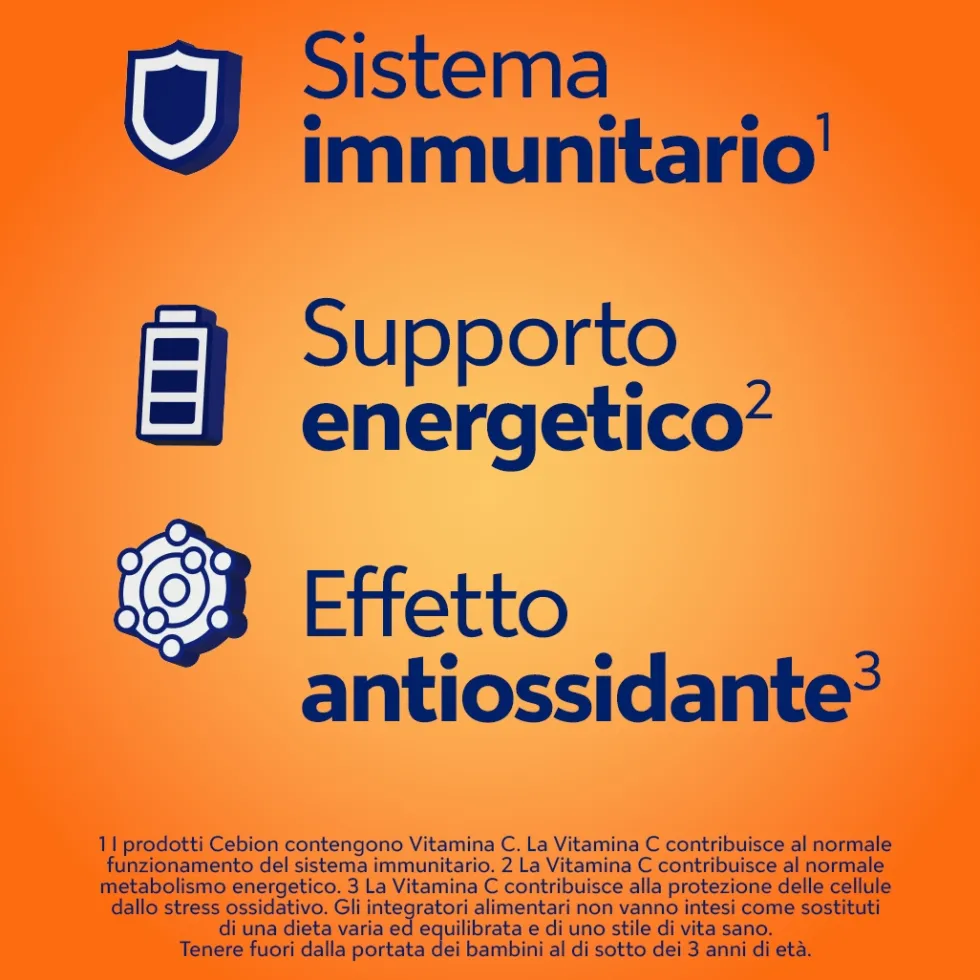 Cebion Integratore Vitamina C Gusto Arancia, 10 compresse effervescenti